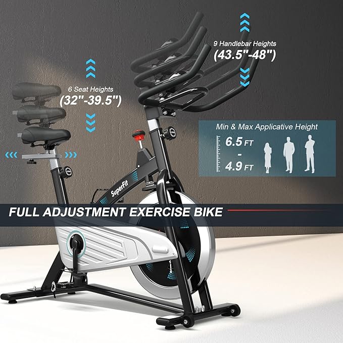 Goplus Magnetic Stationary Bike, Indoor Exercise Cycling Bike Smooth Belt Drive W/Heart Rate, LCD Monitor, Full Adjustment Near-silent Home Cardio Workout