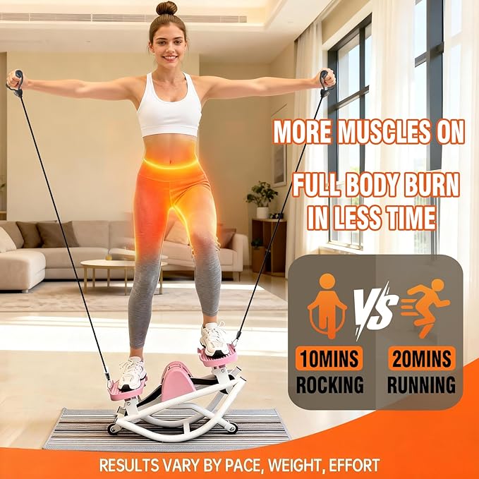 Rock Stepper for Exercise at Home, Lateral Rocking Stepper with Digital Counter & Resistance Bands, 330 LBS Weight Capacity & Low Impact, Ski Machine Full Body Workout Equipment