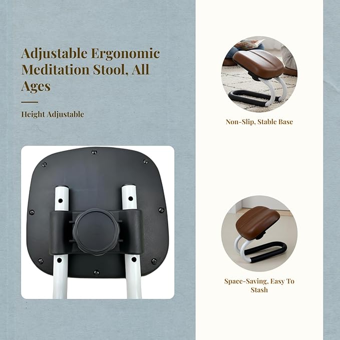 Ergonomic Meditation Bench, Folding Kneeling Stool for Prayer and Stretching,Comfortable Padded Seat, Wooden Chair for Adults and Kids, Non-Slip Stable Design for Home, Studio, and Tea Ceremony