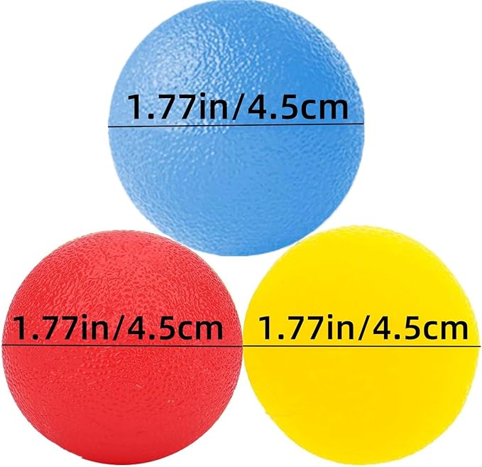 3 PCS Physical Therapy Hand Exercise Balls, Stress Relief Balls for Adults, Squeeze Balls Kits for Hand Finger Wrist Muscles, Hand Grip Strengthener Trainer,Finger Exerciser