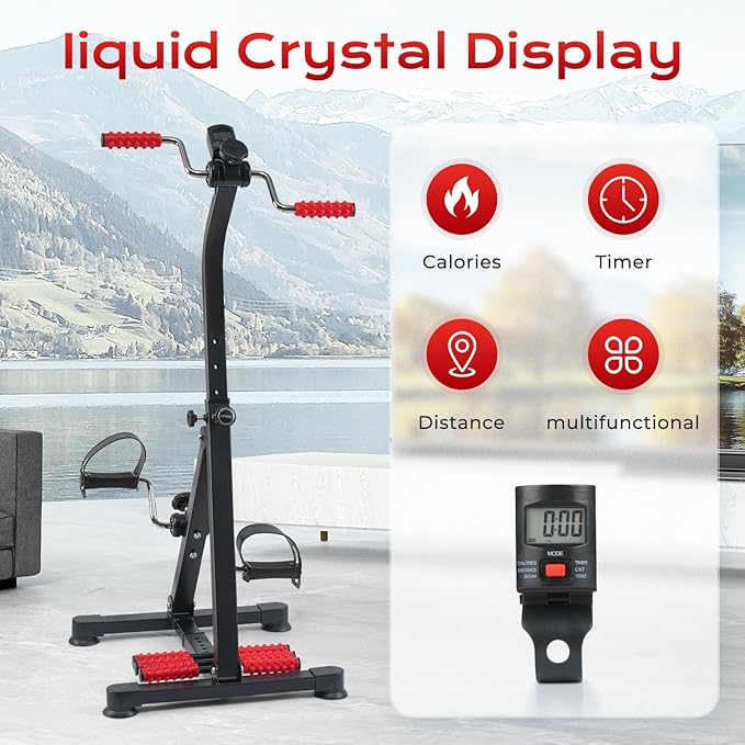 Adjustable Pedal Exerciser Bike for Seniors - Hand Arm Leg and Knee Therapy, Stroke Recovery, Portable Fitness Equipment for Total Body Workout - Great Gift for Elderly Rehab