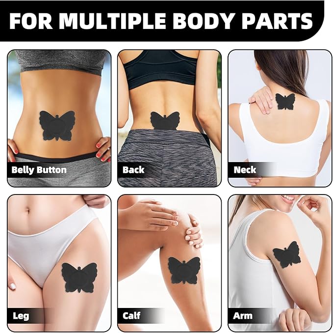 30Pcs Castor Oil Patch for Belly Button, Butterfly Shape Castor Oil Pack Belly Button Patches with Cotton Pad Built-in for Stomach Hand Self Adhesive