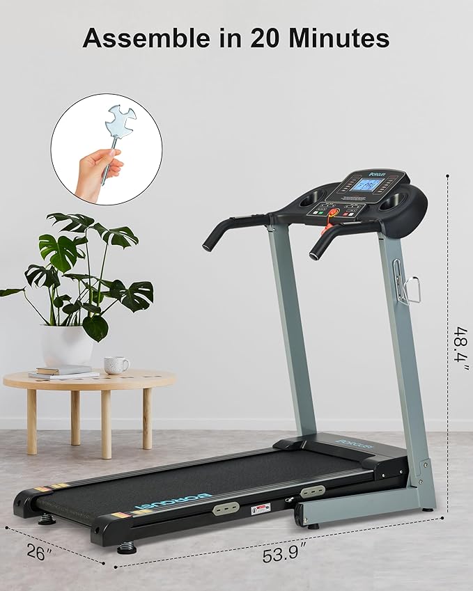 Treadmill with Auto Incline - 300 lb Capacity, 3.0HP Folding Electric Treadmill Up to 8.5 MPH Speed, Running Machine with 17.5" Wide Tread Belt and Bluetooth Speaker for Home Use