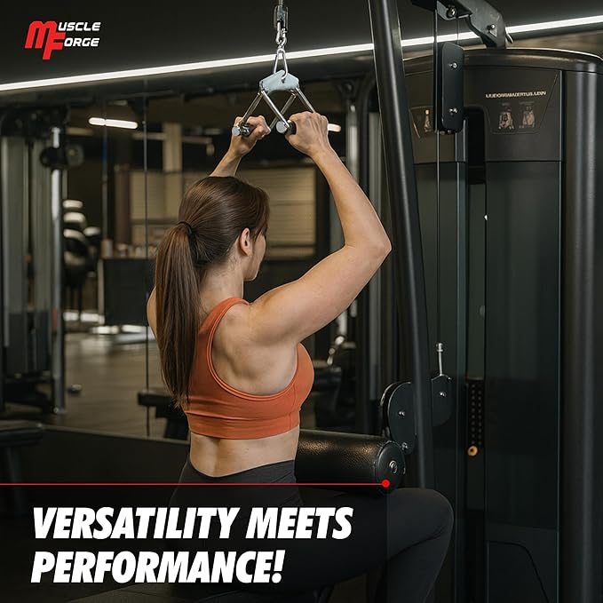 Double D Handle Cable Attachment – V Bar Attachment for LAT Pulldown, Tricep & Rows – Cable Machine Attachments with Non-Slip Rubber Grip – Chrome, Heavy Duty 880lbs Capacity