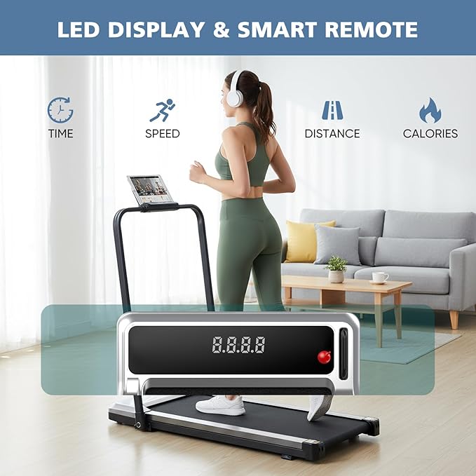 OLIXIS Walking Pad Treadmill for Home, Under Desk Treadmill for Small Space, Portable Design for Home Office Workouts, LED Display with Remote Control, Low Noise