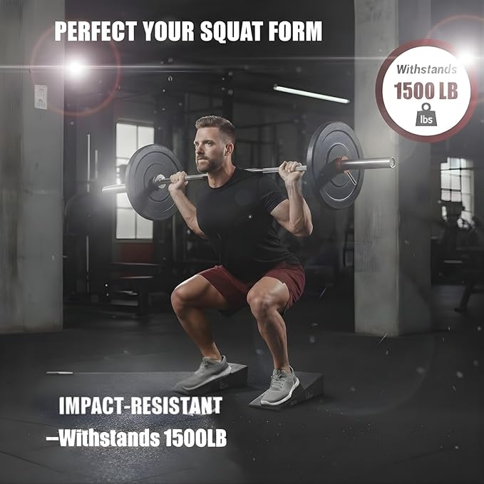 Slant Board for Calf Stretching & Squats – Non-Slip Heel Elevated Squat Wedge Block for Weightlifting, Squat Mobility & Performance | Workout Wedge to Improve Squat Form, Balance & Strength
