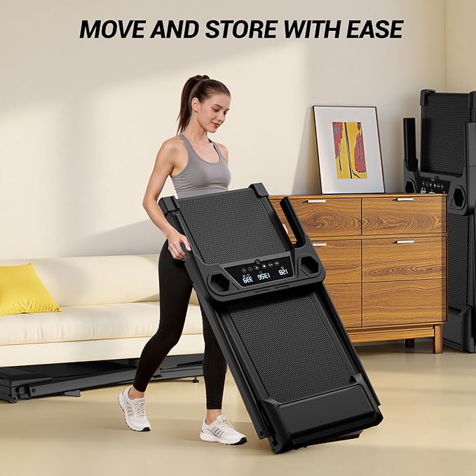 Treadmills for Home with 16% Incline & Handle Bar, 3.0HP Quiet Foldable Treadmill with Led Screen Up to 300lbs Capacity, 7-Layer Shock-Absorbing Walking Pad Treadmill 0.6-7.0MPH
