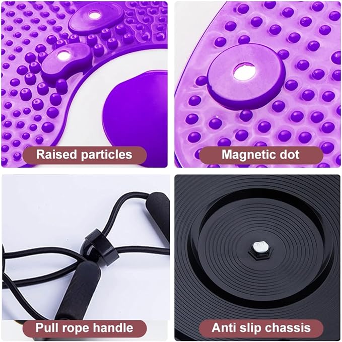 2 PCS Ab Twist Waist Disc Board,Waist Twister Machine Exercise with Leather Tape Measure Aerobic Exercise Fitness Machine with Pull Rope for Home Office Foot Massage