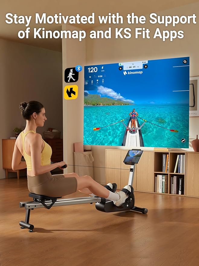 KINGSMITH Rowing Machines for Home Foldable, Compact Row Machine, 400LB & 350LB Weight Capacity, Folding Rower Machine with Adjustable Resistance, Data Monitor, App Supported