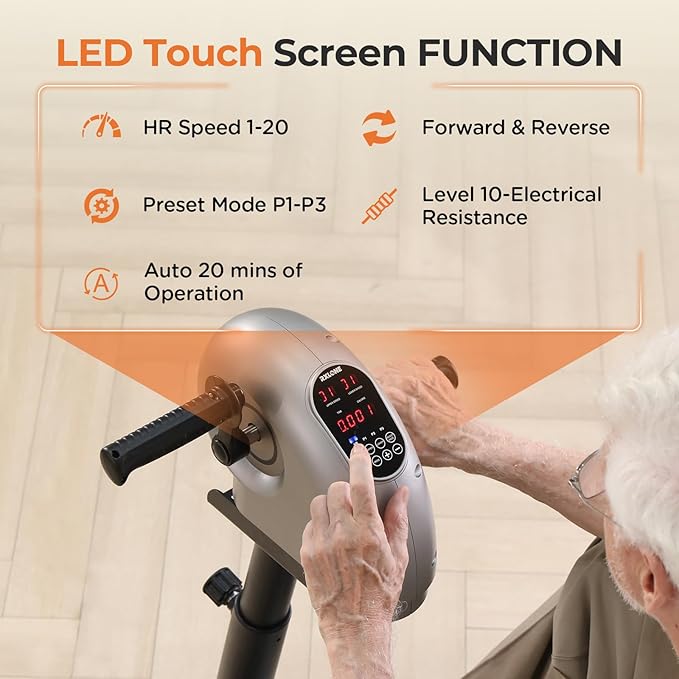 2026 Electric Physical Therapy Exercise Bike with Leg Support & Stroke Hand Brace - Arm Leg Pedal Exerciser | 20 Speed Dual Motorzied Rehab Trainer for Knee, Foot, Arm Recovery | Elderly & Disabled