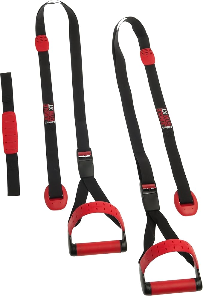 Lifeline Jungle Gym XT Body Weight Suspension Trainer System + Resistance Training Metal Mounts + Jungle Gym Extension Strap Bundle