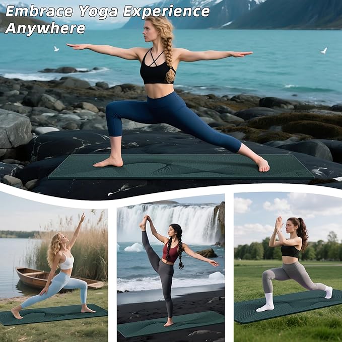 ILILI Yoga Mat, 72x25×0.3 Inch, TPE Exercise Mat, Tear-Resistant, Fitness Yoga Mat with Carrying Strap, Ideal for Yoga, Pilates, Home Workouts, Stretching & All Fitness Routines