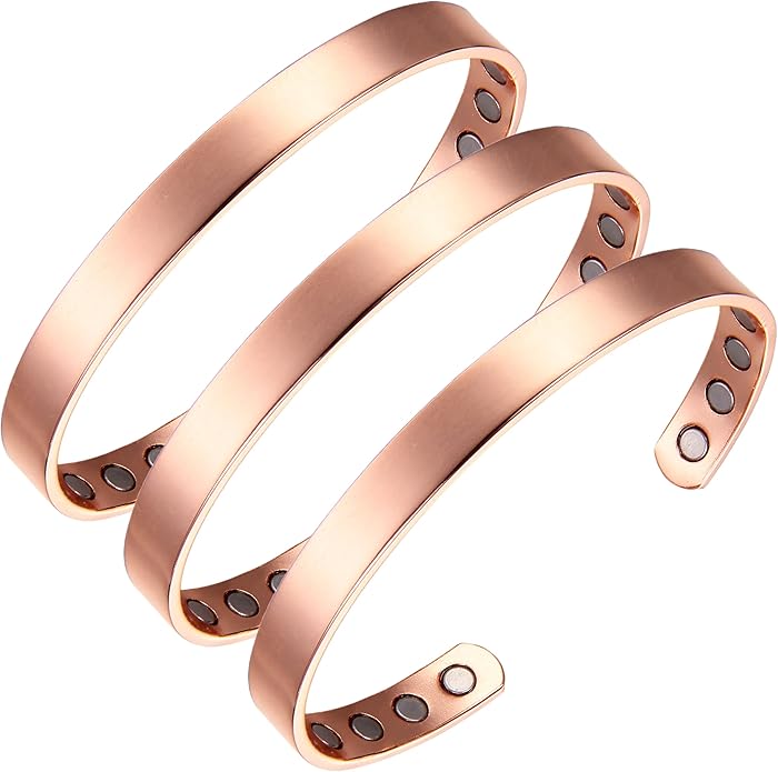 Earth Therapy Minimalist Design Magnetic Field Cuff Bracelets for Men & Women - Ultra Strength - Adjustable
