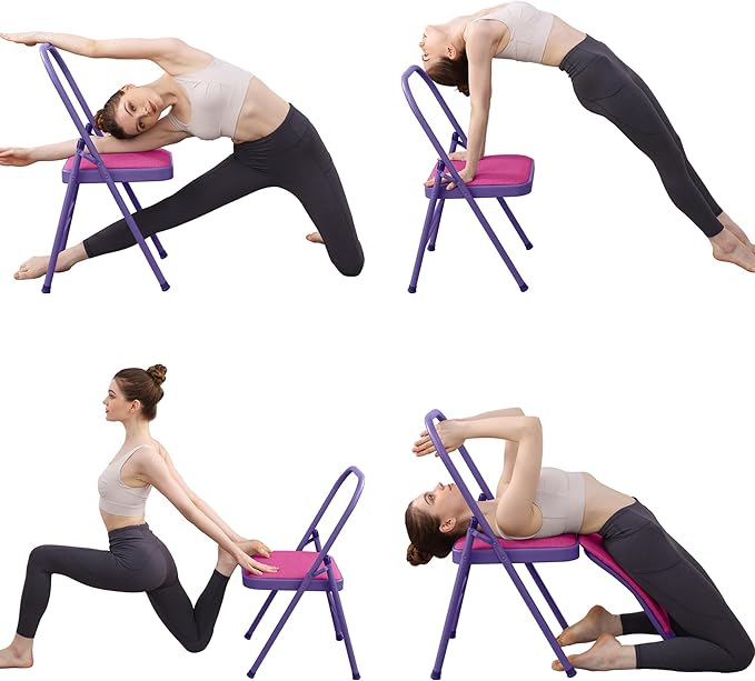 BODY RHYTHM Yoga Auxiliary Chair with Lumbar Back Support for Abs & Core, Balance Handstand, Flexibility and Strength Training and Back Pain Relieving.