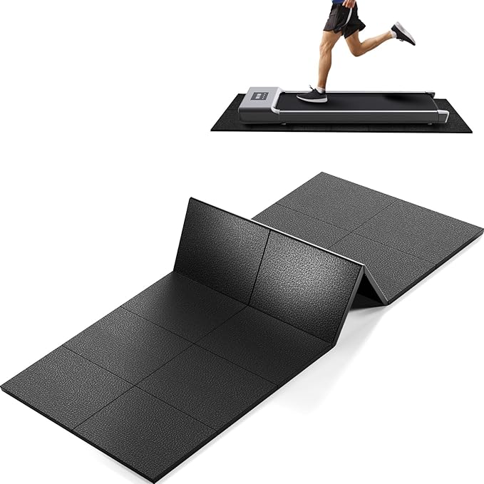 Foldable Treadmill Mat Walking Pads, Bike Exercise Equipment Mat, 1/4" Thick, 63"x30" Anti-Slip Waterproof Floor Protector for Carpet, Home Hardwood, Home Gyms, Workout Fitness Machines, Yoga, Gift