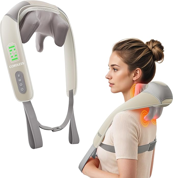 Cordless Neck Massager with Heat, FSA Eligible HSA 4D Deep Kneading Neck Shoulder Massager for Pain, Shiatsu Back Massager for Shoulder, Gifts for Women, Men