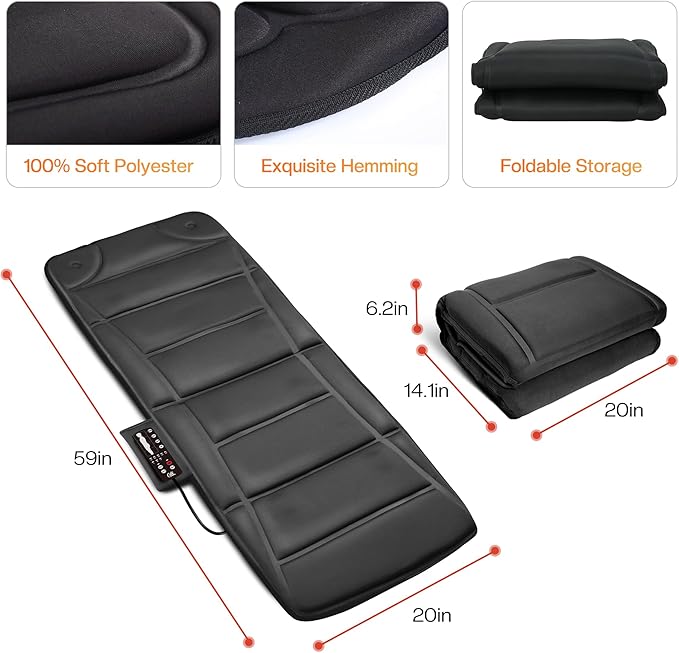 CILI Full Body Massage Mat with Heat, Vibration Back Massage Pad, Full Body Massager for Bed Chair Sofa, Massage Mattress Pad