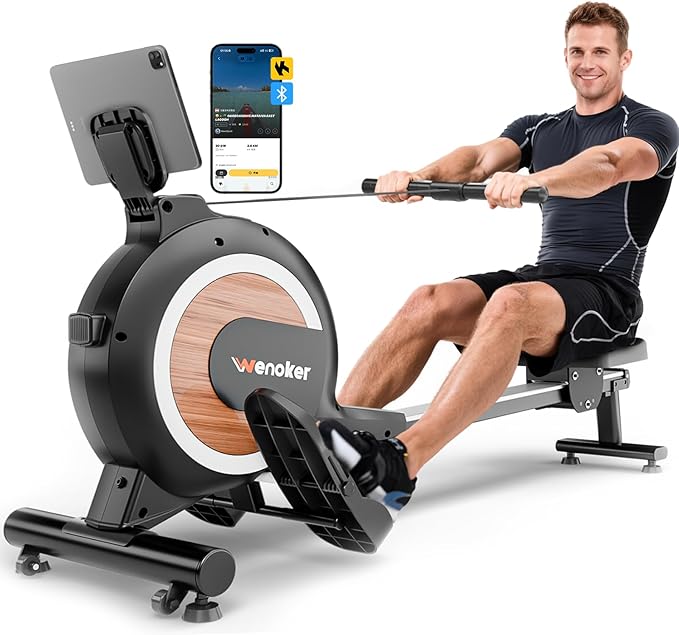 Rowing Machine for Home, Magnetic Rower Machine, 350 LB Weight Capacity, 16-Level Silent Resistance Row Machine for Gym Exercise Full-Body Workout Compact Rower with LCD Monitor Tablet Holder
