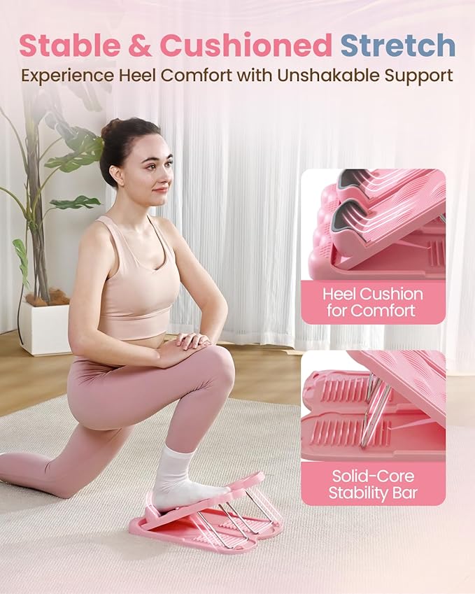 Slant Board, 3 in 1 Calf Stretch Board with Foot Massager & Resistance Bands, 12-Level Adjustable Incline Calf Stretcher for Relieving Calf Ankle Achilles Pain, Balance Exercise Trainer