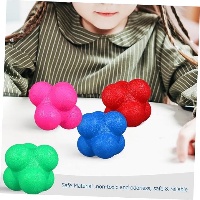 6 Pcs Hexagonal Reflex Balls for Agility Training Colorful Reaction Balls for Sports Coordination Hand Eye Reflex Improvement Suitable for Basketball Soccer Volleyball Football
