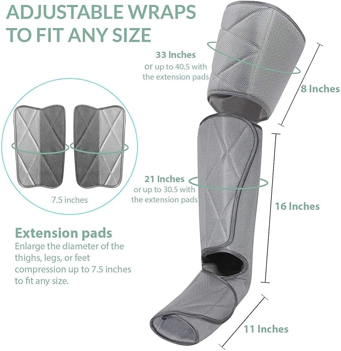Leg Massager for Circulation - Foot and Calf Massager, Air Compression Leg Wraps Massage Boots Machine for Home Use Leg Massage - scd Machine for Calf, Thigh and Foot Massager, FSA or HSA Eligible