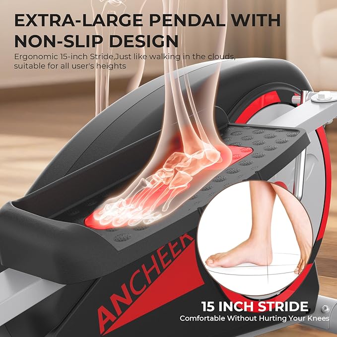Elliptical Exercise Machine,Ultra-Quiet Drive Elliptical Machine for Home,Ancheer Elliptical Magnetic Resistance,Pulse Sensor Built-in,LCD Monitor,Elliptical Exercise Machine 350lb Weight Capacity