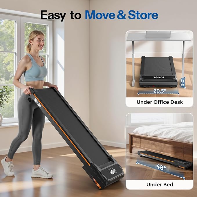 Niceday Walking Pad Treadmill with 10% Auto Incline, 400lbs Capacity, Under Desk Treadmill for Home Office, 16.5" Widened Running Belt, 3HP Super Quiet Brushless, Magnetic Remote & Preset Goals