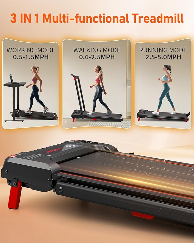 Walking Pad Treadmill, Anylife Incline Walking Pads Under Desk 330lb Capacity, 2.5HP Portable Treadmills for Home, Compact Treadmill Small Running Pad with LED Display, Remote Control