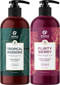 Scented Sensual Massage Oil for Couples - Tropical and Berry Full Body Massage Oils with Jojoba Coconut and Sweet Almond Oil with Sweet Aromas for Special Moments - Non GMO Gluten Free and Vegan
