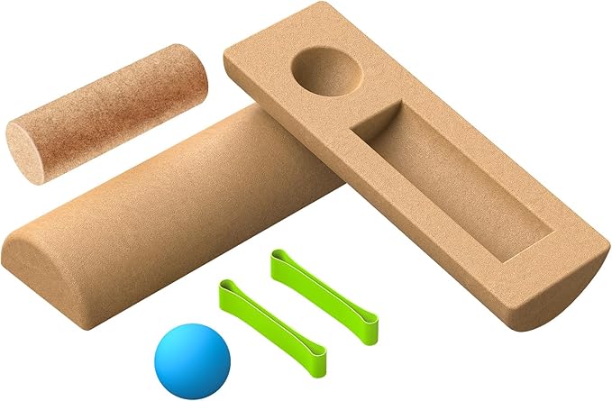 Cork Balance Board | Ankle Stability Trainer, Textured Natural Cork Foot Strengthener with Resistance Band for Foot Pain Relief, Improve Ankle Strength | Balance Trainer