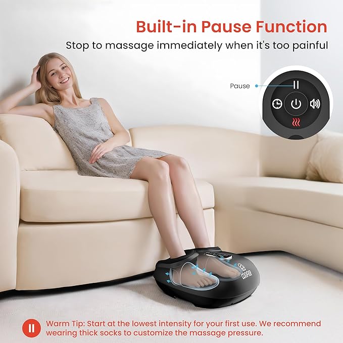 COMFIER Shiatsu Foot Massager with Heat, Kneading Rolling,Vibration, Compression,Remote Control,Foot Massage for Neuropathy,Plantar Fasciitis,Size 13“
