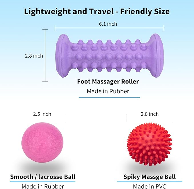 Plantar Fasciitis Relief Purple Set,Foot Roller Massager,Massage Lacrosse Ball,Spiky Ball Therapy Set for Relieve Plantar Fasciitis,Foot Arch and Heel Pain,Deep Tissue Muscle Massage