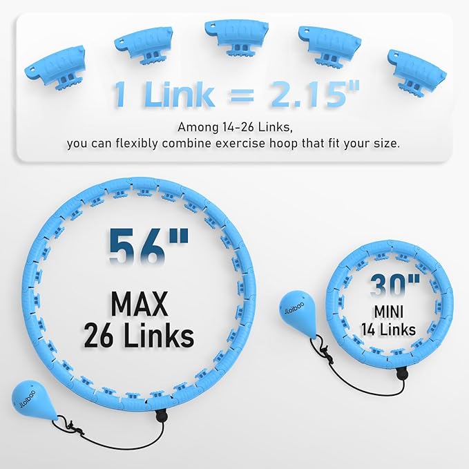 Weighted Hula Circle with 26/32 Links(56-66 Inch) for Adults Weight Loss, Infinity Fitness Hoop Plus Size, for Women Smart Exercise Equipment