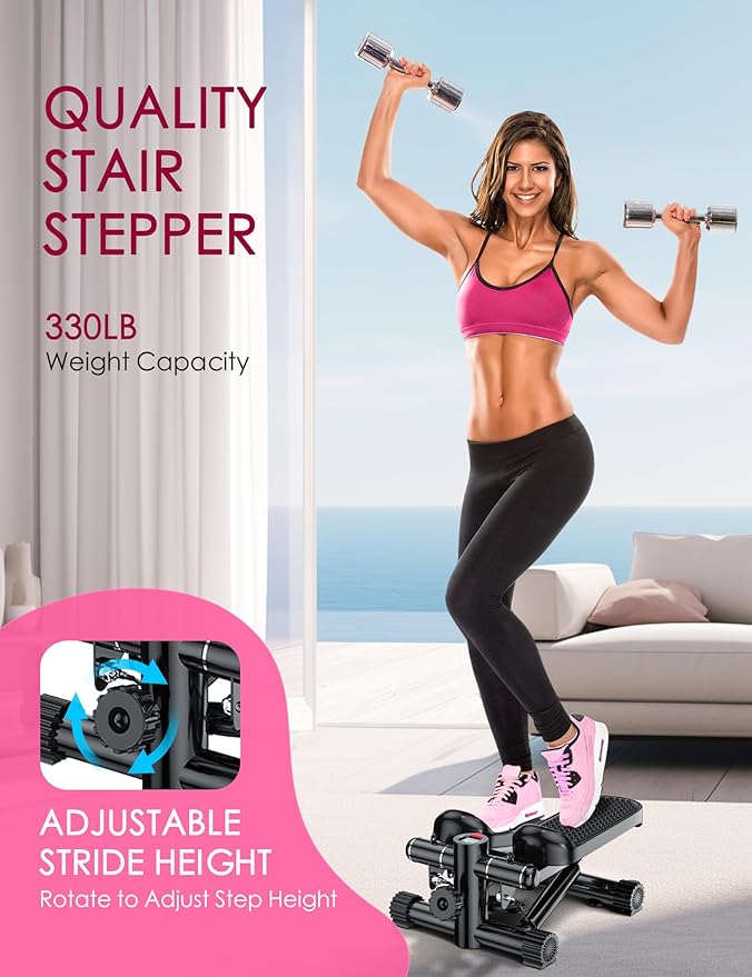Mini Stair Stepper with Resistance Bands, Under Desk Stepper - 330 LBS Capacity