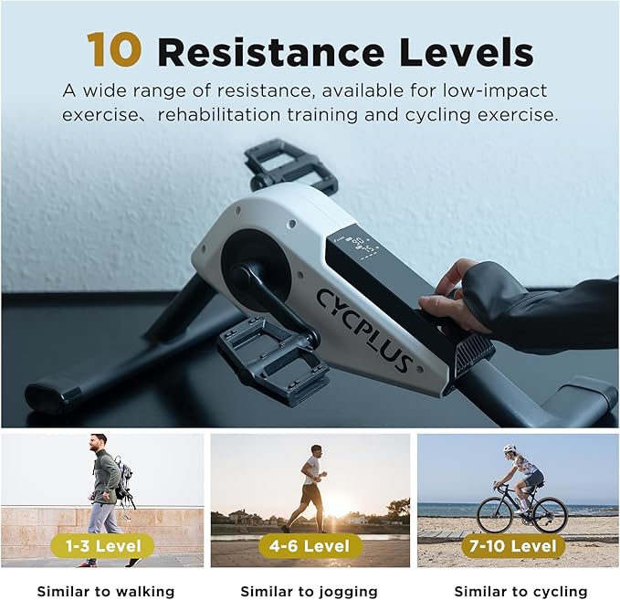 CYCPLUS DC1 Mini Pedal Exerciser, Self-Powered 160W Brushless Motor, ERG Mode & App Sync, Ultra-Quiet Magnetic Resistance, Compact for Office/Home (10.6lb, 0.18㎡ Space-Saving)