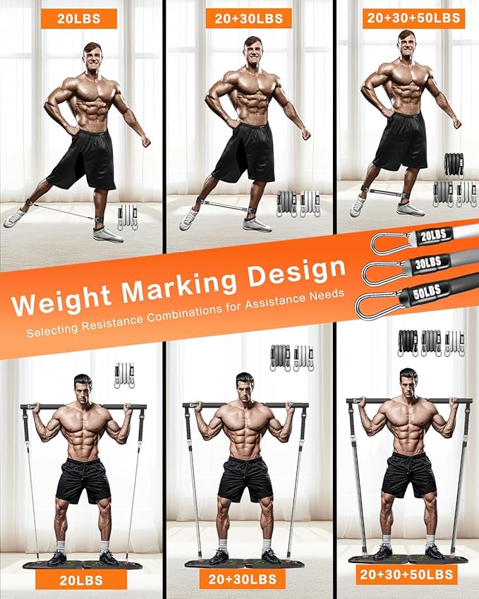 Push UP Board, Pilates Bar & Fitness Accessories, 25 in 1 Foldable Push up Bar at Home Gym, Workout Exercise Professional Push Up Strength Training Equipment for Man and Women