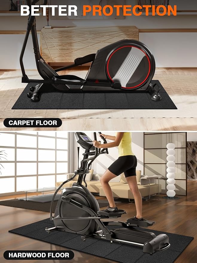 Treadmill Mat 63"x30", WERCHO Foldable Walking Pad Mat for Carpet Hardwood Floors 6mm Heavy-Duty Exercise Equipment Mat for Treadmill,Spin Bike,Elliptical Trainer,Exercise Equipment