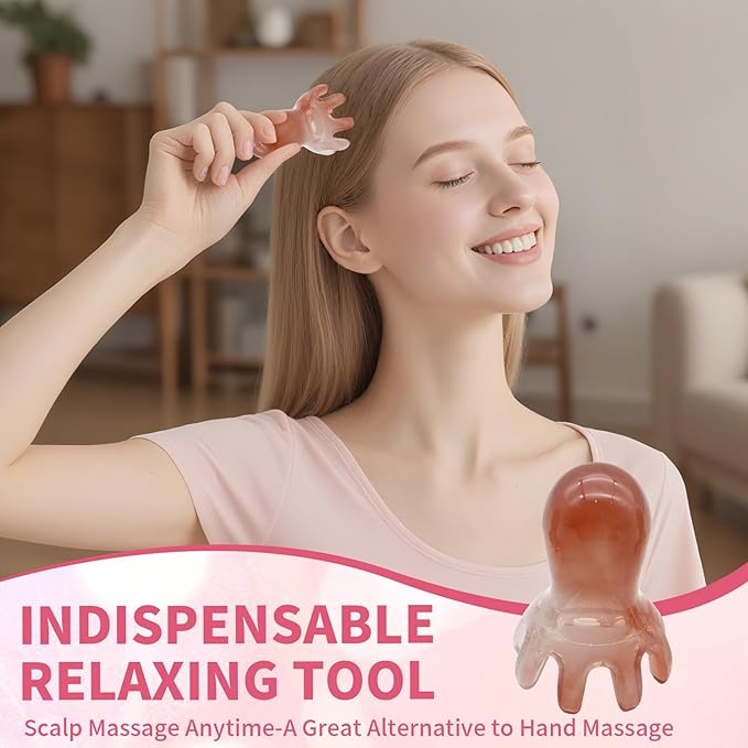 3Pcs Octopus Head Massager Comb Head Massages Tools Manual Acupressure Device with 8 Flexible Nodes Can Deeply Relax Compact and Easy to Carry Suitable for Home Office Use.