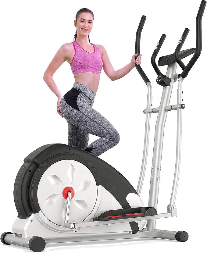 ANCHEER Elliptical Exercise Machine, Elliptical Trainer for Home Gym, Exercise Equipment 500Lbs Max Weight,Ultra-Silent Elliptical Machine, with Pulse Rate Grips&Smooth Resistance Levels