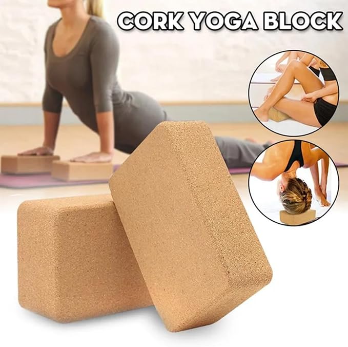 Cork Yoga Blocks, Natural Cork, High Density with Non Slip Surface, Eco-Friendly Accessories for Women, Ideal for Yoga, Pilates, Stretching…