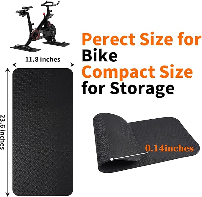 2PCS Bike/Rowing Machine Mat for Carpet Floors, Compatible with Peloton/Yosuda, Bike Mat for Hardwood Floors, Under-Equipment Floor Pad for Carpet, Indoor Stationary Cycling, Noise & Shock Absorption