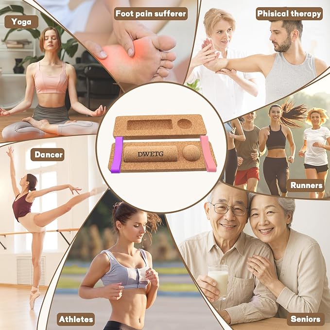 Cork Yoga Balance Board with Blocks and Resistance Bands, Non-Slip Yoga Balance Trainer for Pilates, Fitness, Stability, Core Strength and Flexibility Training for Home and Studio