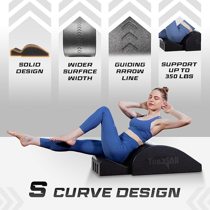 Yes4All Pilates Spine Corrector, Pilates Arc, 350lbs Foldable Pilates Massage Bed Barrel, Core Strengthening and Stretching