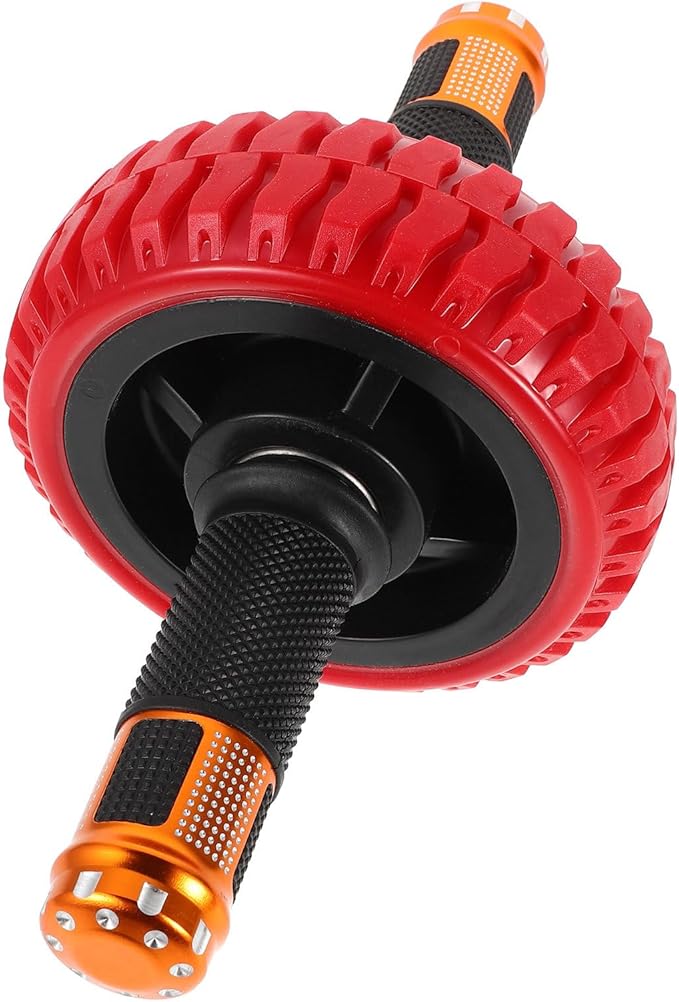 FRCOLOR Core Workout Ab Roller Wheel with Elbow Support, Small Portable Home Abdominal Exerciser for Core Strength Training, Crimson Fitness Equipment for Abdominal Muscle Exercise