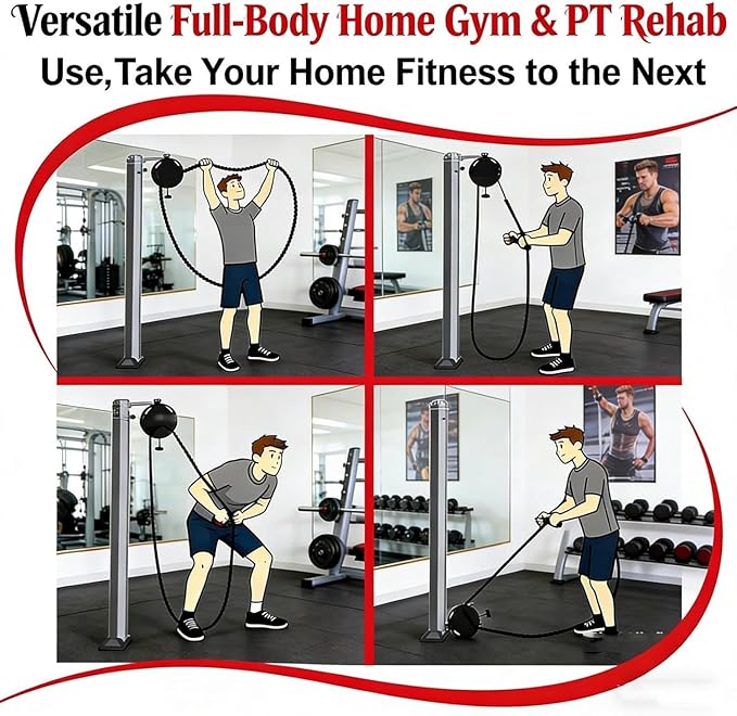 Resistance Trainer Machine, Endless Rope Trainer, 30KG/66LBS Max Adjustable Resistance, Suspension Endless Rope Pulley System, 4m Closed-Loop Nylon Rope, for Interval Resistance Training
