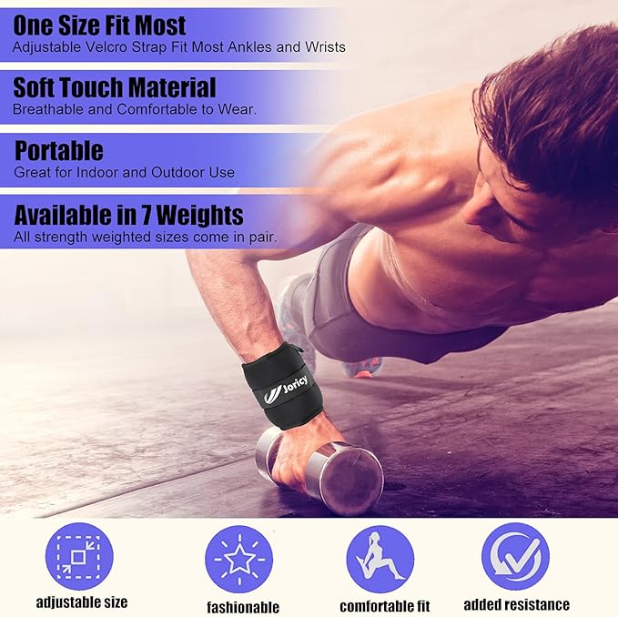 Ankle Weights A Pair of 1/2/3/4/6/8/10/12/20 LBS Wrist Leg Arm Weights for Women Men with Adjustable Straps, Strength weighted for Physical Therapy Running Walking Fitness Gym Workout
