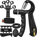 Grip Strength Trainer Kit (5 Pack) with Finger Exerciser, Hand Grip Strengthener, Hand Extension Exerciser, Stress Relief Ball and Forearm Workout Ring for Muscle Building and Injury Recover, Silicone