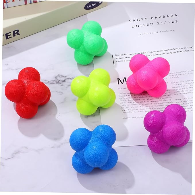 6pcs Reaction Balls for Agility and Reflex Training Hexagonal Fitness Balls Bright Colors for Sports Exercise Improve Hand-Eye Coordination and Boost Reaction