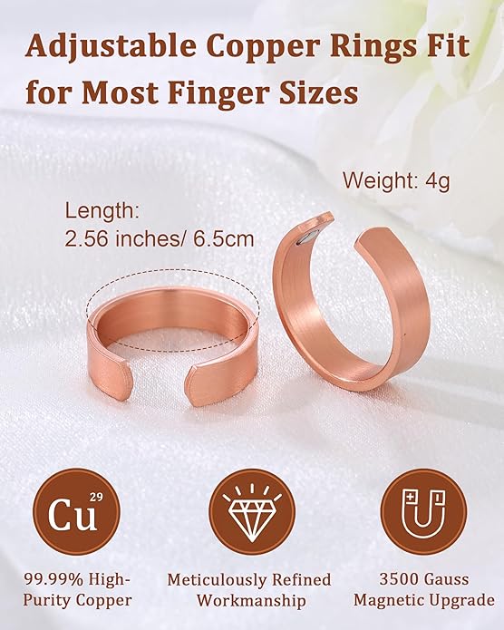 BioMag Magnetic Rings, Pure Copper Rings for Men Women, Adjustable Fingers Thumb Ring Jewelry Gift