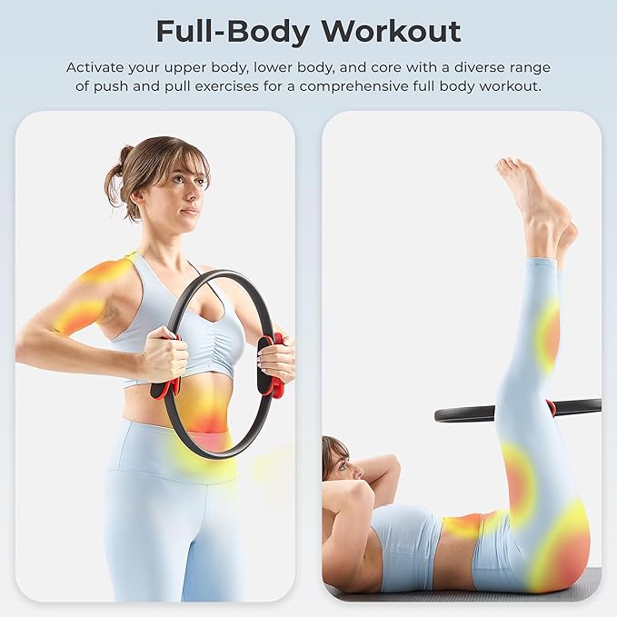 Sunny Health & Fitness 15” Pilates Ring, Fitness Circle for Toning, Strength Training, Core Exercises, Lightweight & Portable, Non-Slip Foam Grip, Home Gym & Yoga Equipment - NO. 106
